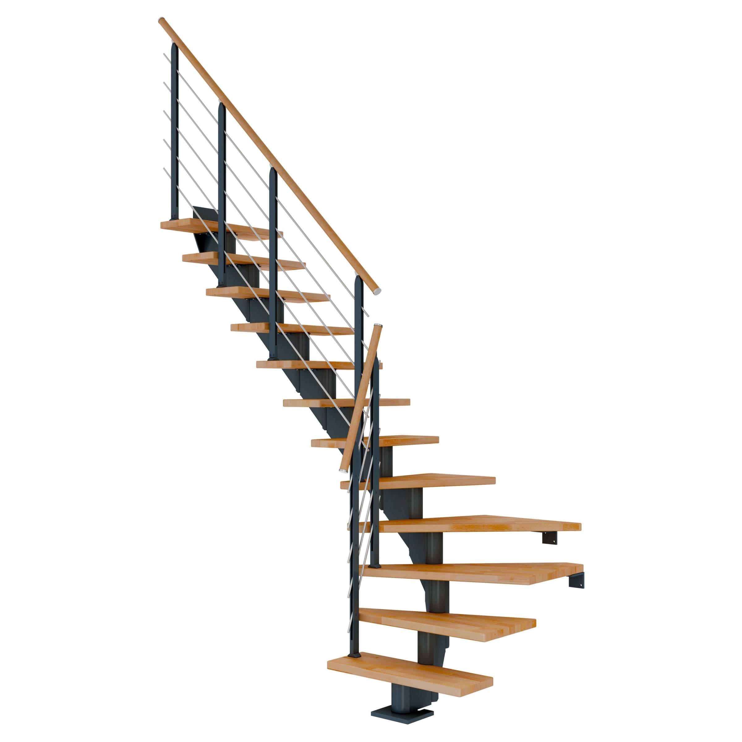Dolle Mittelholmtreppe Hamburg 1/4 gewendelt Buche, geölt 85 cm breit für GH 222 – 258 cm UK Met