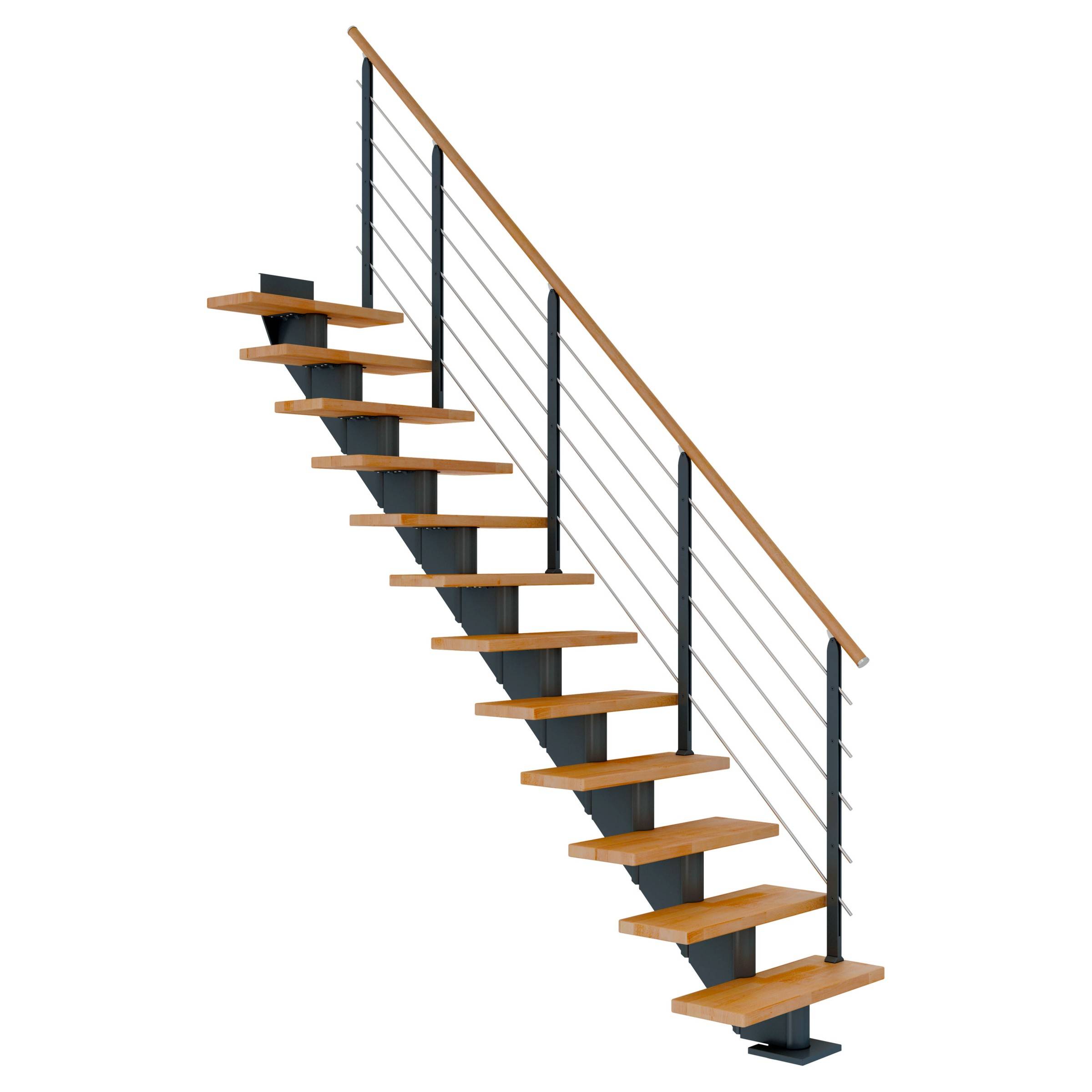 Dolle Mittelholmtreppe Hamburg Gerade Buche, geölt 85 cm breit für Geschosshöhen 240 – 279 cm U