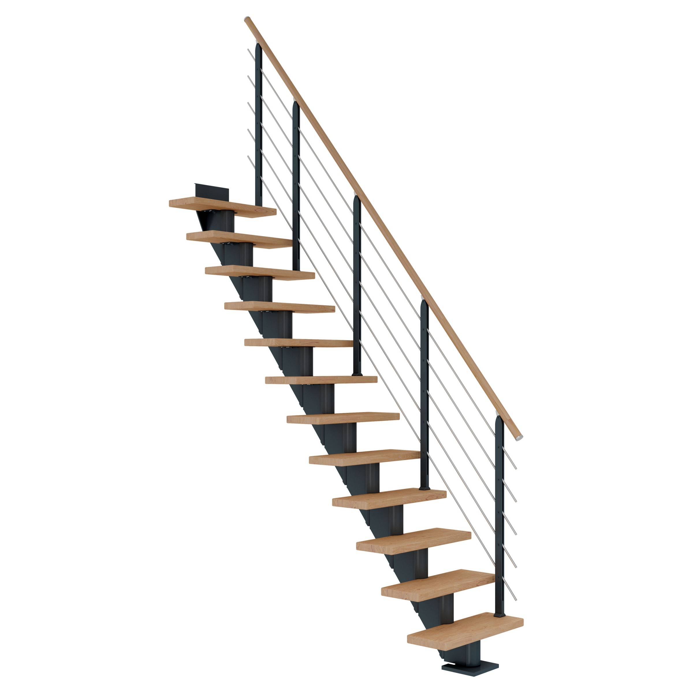 Dolle Mittelholmtreppe Frankfurt Gerade Eiche weiß, geölt 65 cm breit für GH 222 – 258 cm UK Me
