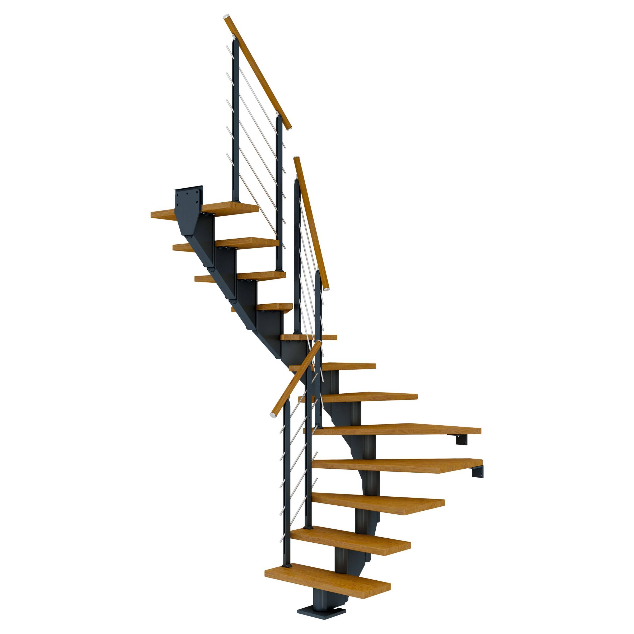 Dolle Mittelholmtreppe Hamburg 1/2 gewendelt Eiche, geölt 75 cm breit für GH 240 – 279 cm UK Met