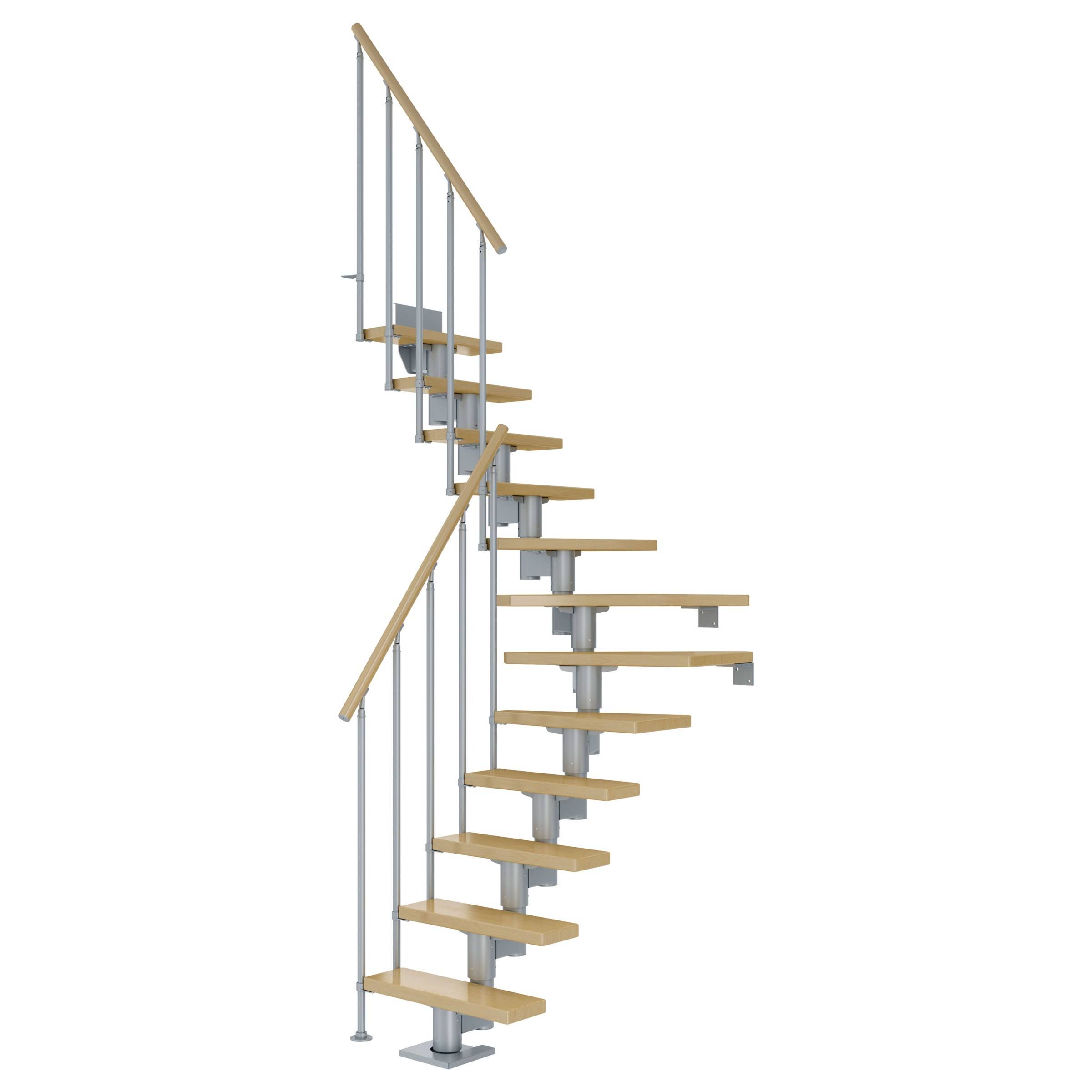 Dolle Mittelholmtreppe Dublin 1/4 gewendelt aus Ahorn lackiert 71 cm breit für GH 240–292 cm UK M