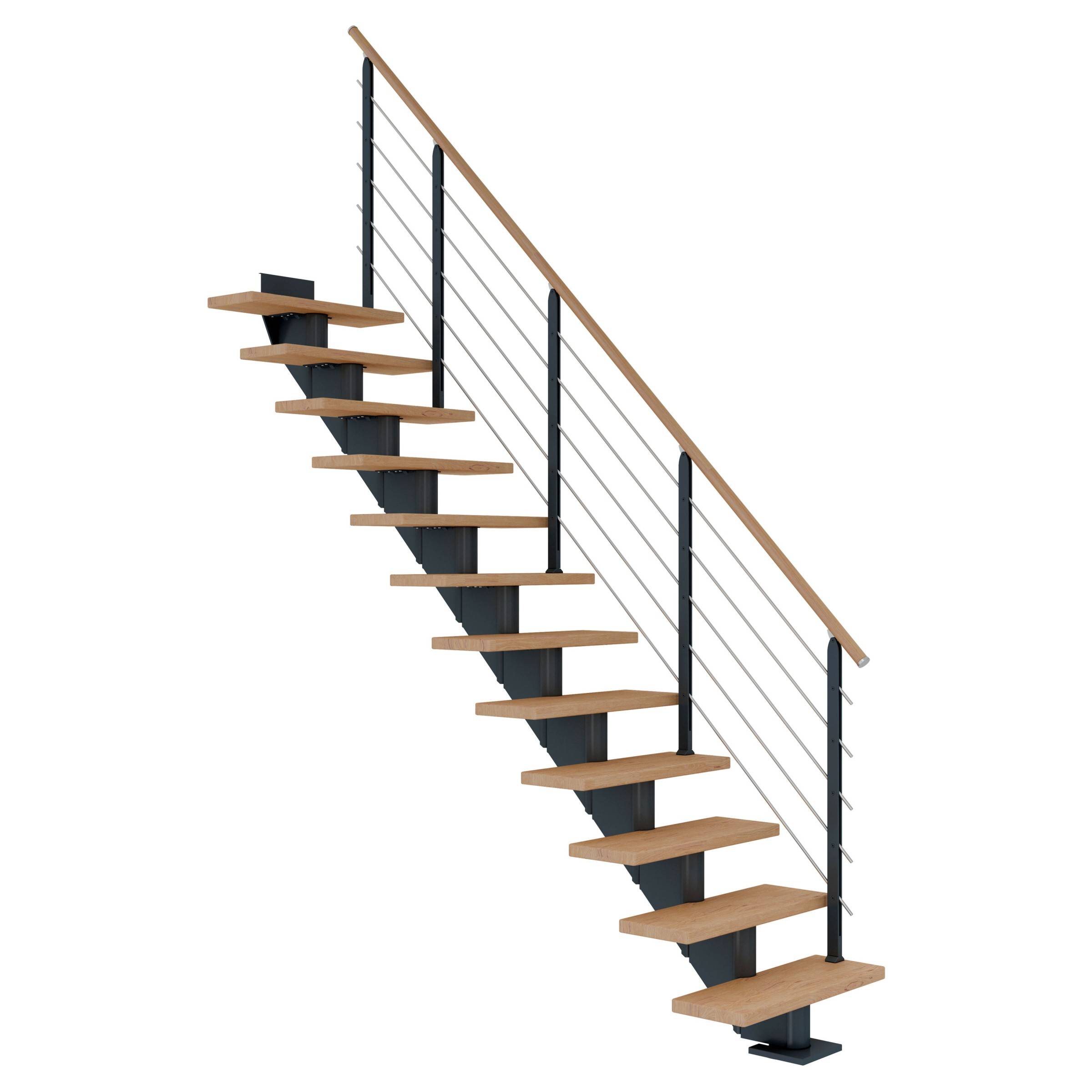 Dolle Mittelholmtreppe Hamburg Gerade Eiche weiß, geölt 85 cm breit für GH 240 – 279 cm UK Meta