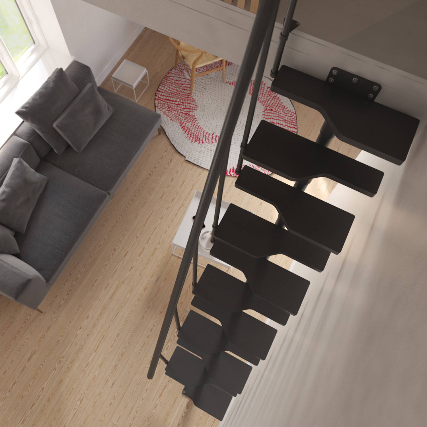 Dolle Mittelholmtreppe Atlanta bis 300cm Geschosshöhe Buche Multiplex RAL 7016 UK Anthrazit inklusi