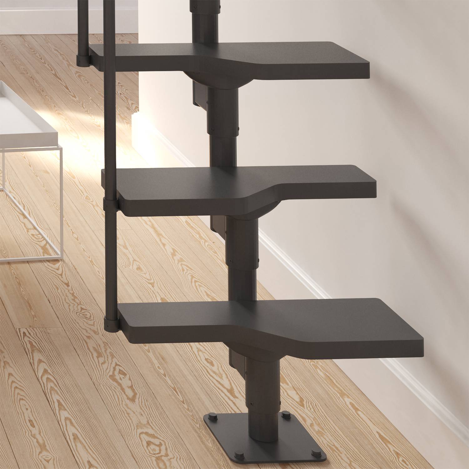 Dolle Mittelholmtreppe Atlanta bis 300cm Geschosshöhe Buche Multiplex RAL 7016 UK Anthrazit inklusi