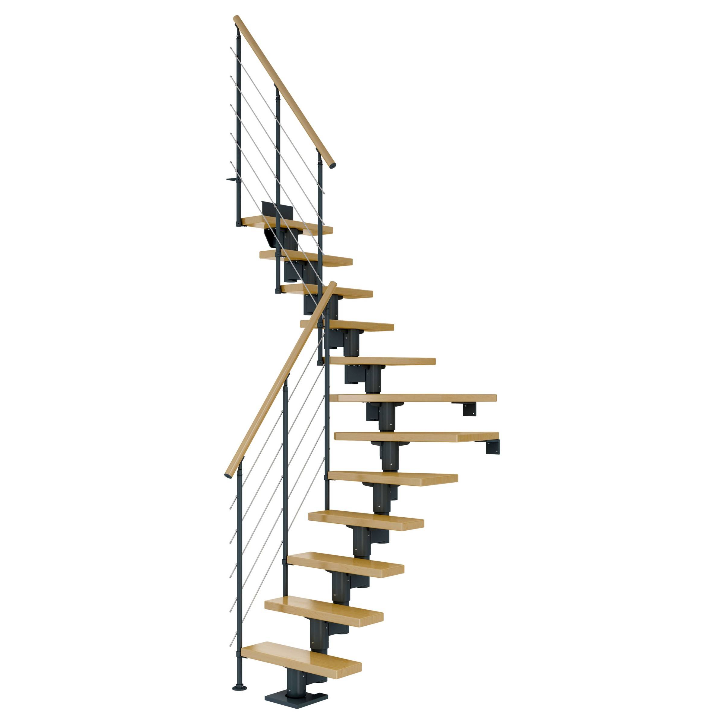 Dolle Mittelholmtreppe Dublin 1/4 gewendelt aus Ahorn lackiert 71 cm breit für GH 259–315 cm UK M