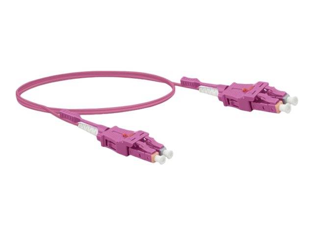 LWL Patchkabel Uniboot, 50/125 µm, OM4-Faser, LC Duplex Stecker/ LC Duplex Stecker, UPC, erikaviolet