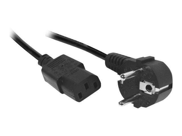 Netzanschlusskabel, Schutzkontaktstecker abgewinkelt an Kaltgerätebuchse, schwarz, 0,6 m