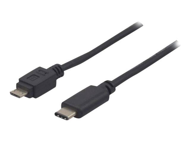 USB 2.0 Kabel, USB St. Type-CTM / USB St. Micro-B, schwarz, 1,0 m