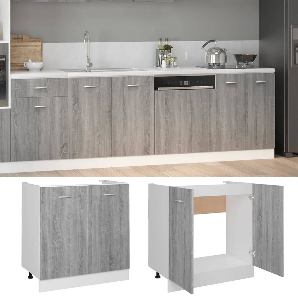 vidaXL Spülenunterschrank Grau Sonoma 80x46x81,5 cm Holzwerkstoff