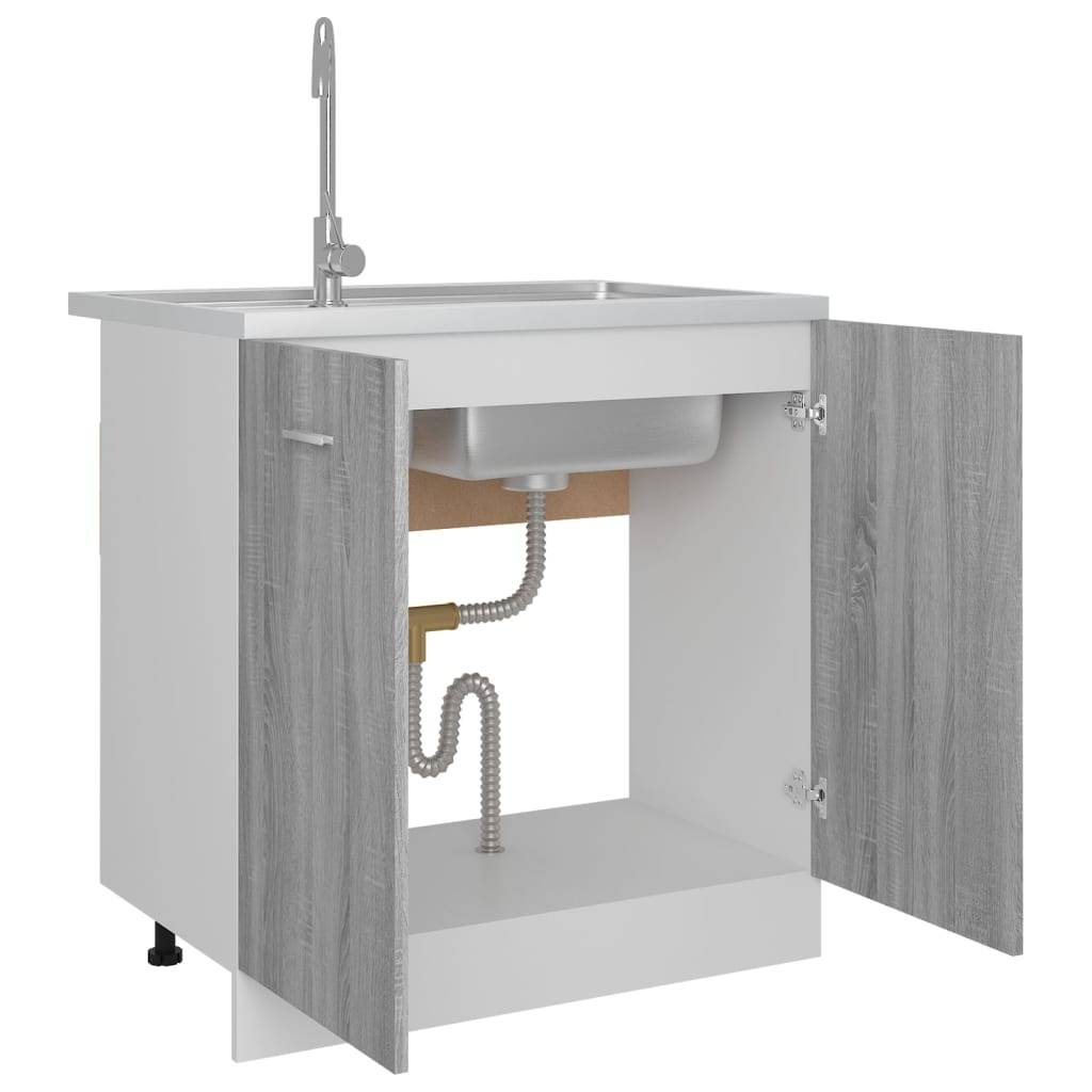 vidaXL Spülenunterschrank Grau Sonoma 80x46x81,5 cm Holzwerkstoff