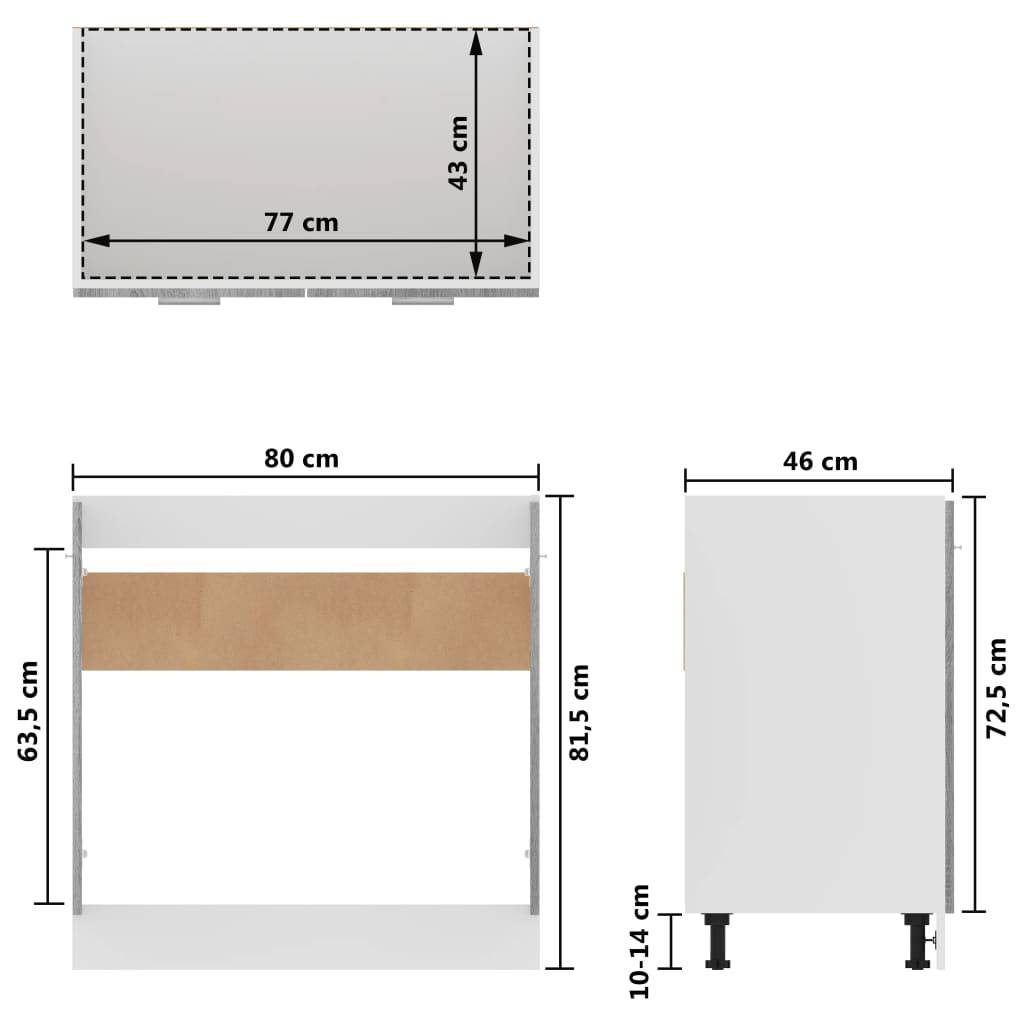 vidaXL Spülenunterschrank Grau Sonoma 80x46x81,5 cm Holzwerkstoff