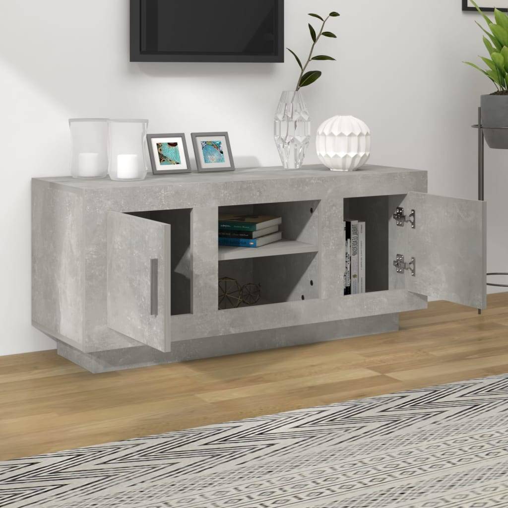 vidaXL TV-Schrank Betongrau 102x35x45 cm Holzwerkstoff