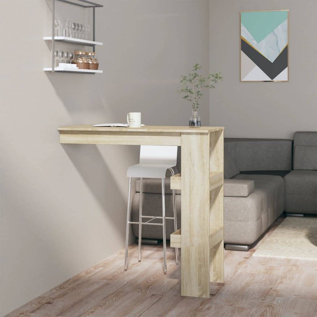vidaXL Wand-Bartisch Sonoma-Eiche 102x45x103,5 cm Holzwerkstoff