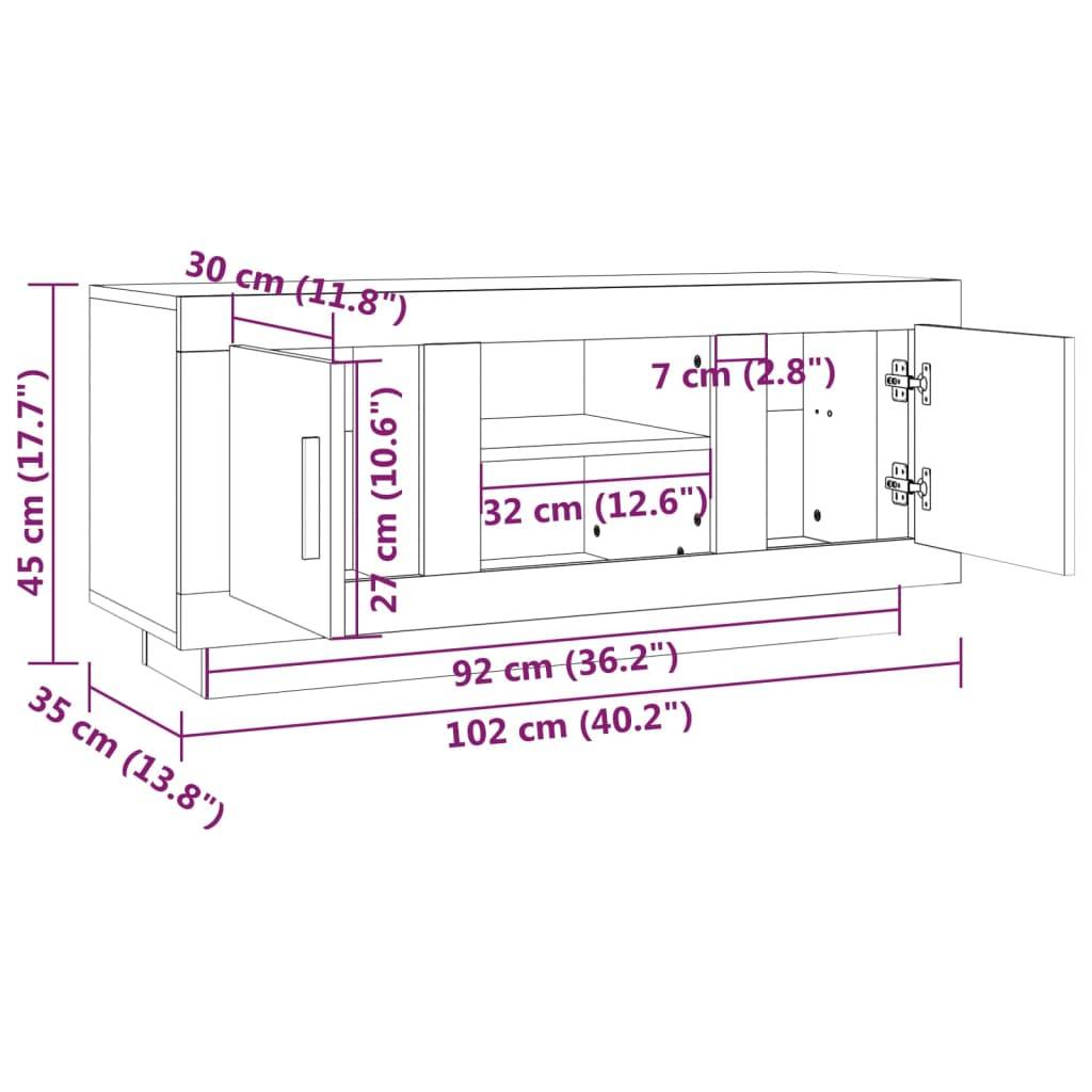 vidaXL TV-Schrank Sonoma-Eiche 102x35x45 cm Holzwerkstoff