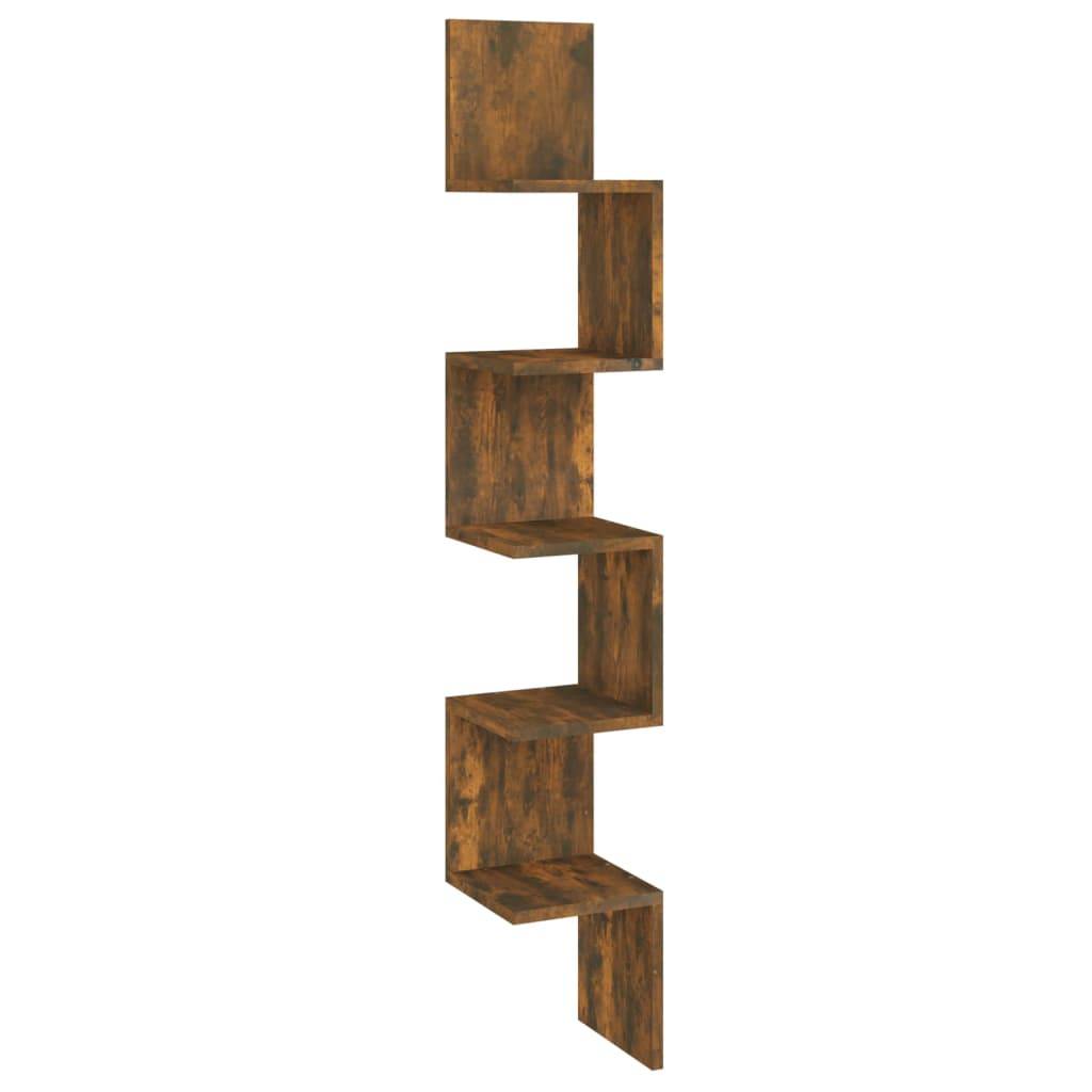 vidaXL Wand-Eckregal Räuchereiche 20x20x127,5 cm Holzwerkstoff