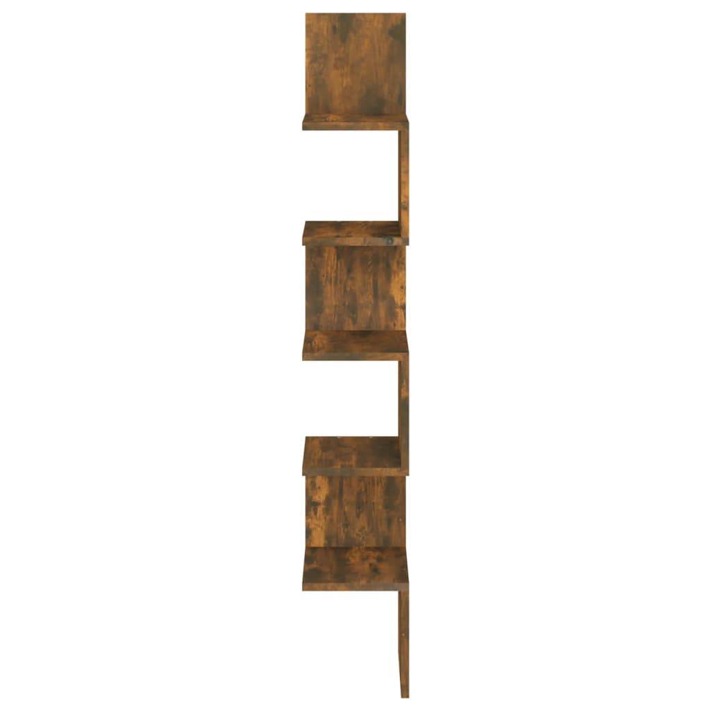 vidaXL Wand-Eckregal Räuchereiche 20x20x127,5 cm Holzwerkstoff