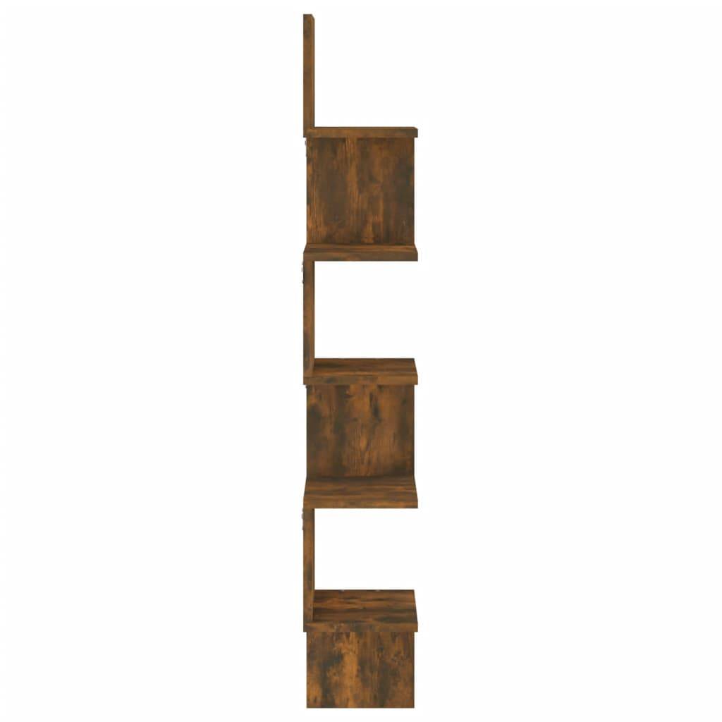 vidaXL Wand-Eckregal Räuchereiche 20x20x127,5 cm Holzwerkstoff