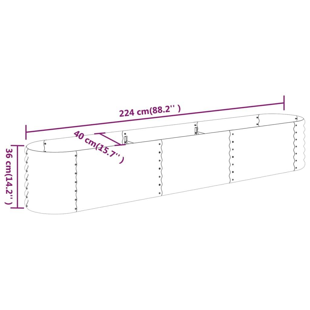 vidaXL Hochbeet Pulverbeschichteter Stahl 224x40x36 cm Braun