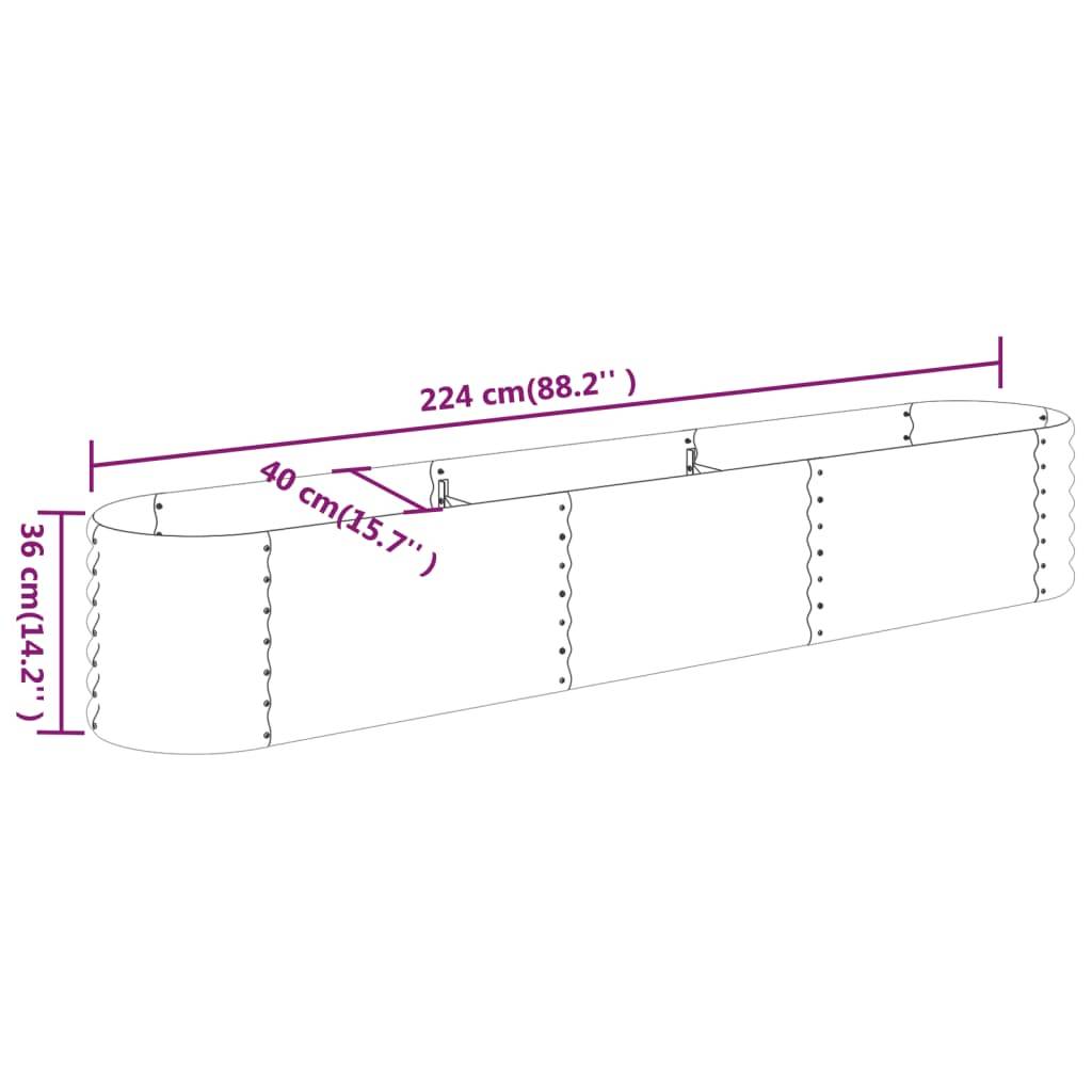 vidaXL Hochbeet Pulverbeschichteter Stahl 224x40x36 cm Silbern
