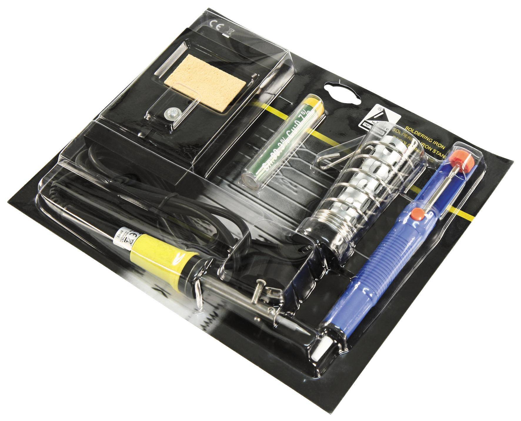 4 teiliges Lötset LS-303 - bestehend aus 30W Lötkolben, Entlötpumpe, Lötkolbenständer, Lötzinn