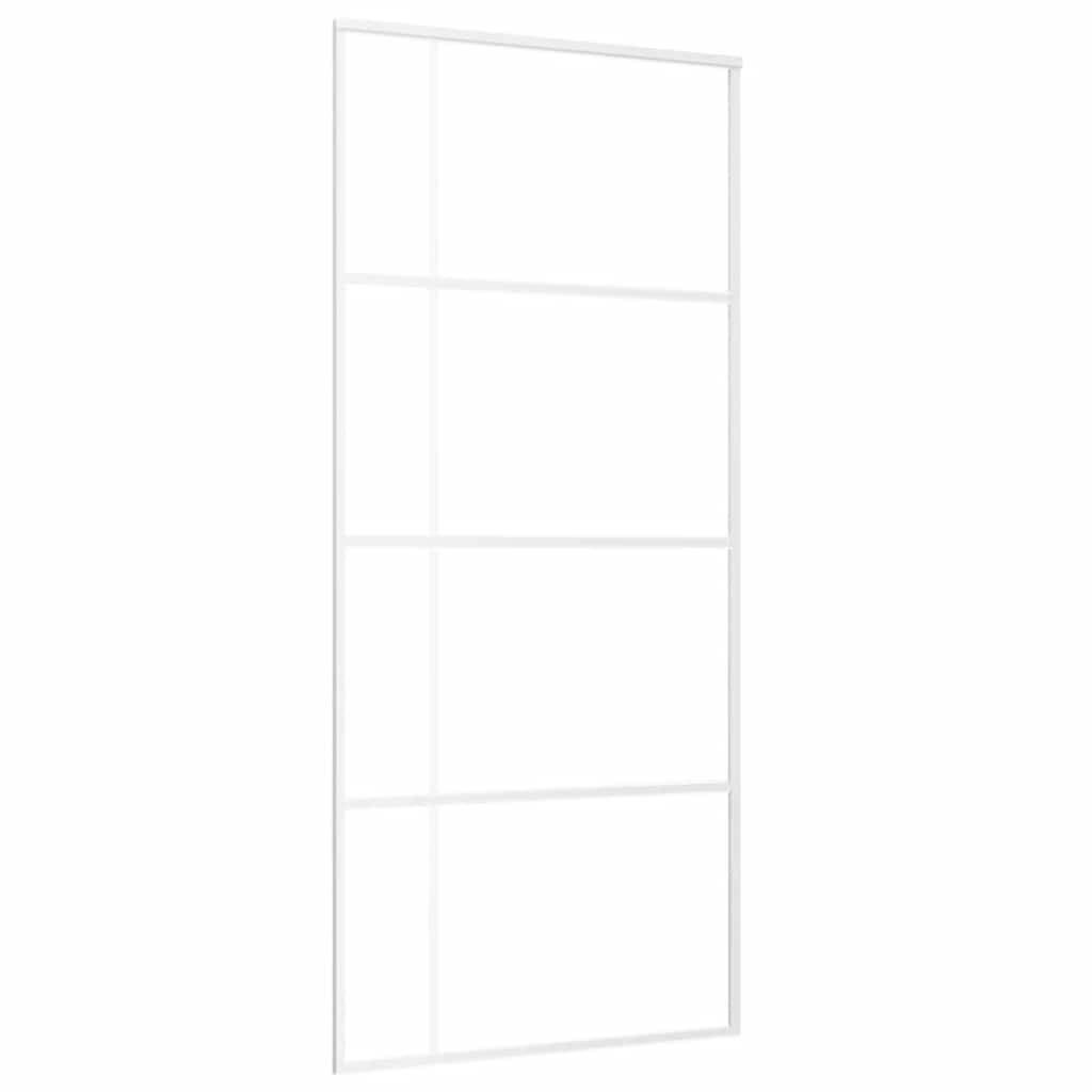 vidaXL Schiebetür ESG-Glas und Aluminium 90x205 cm Weiß