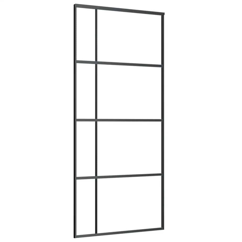 vidaXL Schiebetür ESG-Glas und Aluminium mattiert 90x205 cm Schwarz