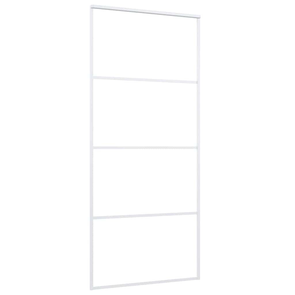 vidaXL Schiebetür ESG-Mattglas und Aluminium 90x205 cm Weiß