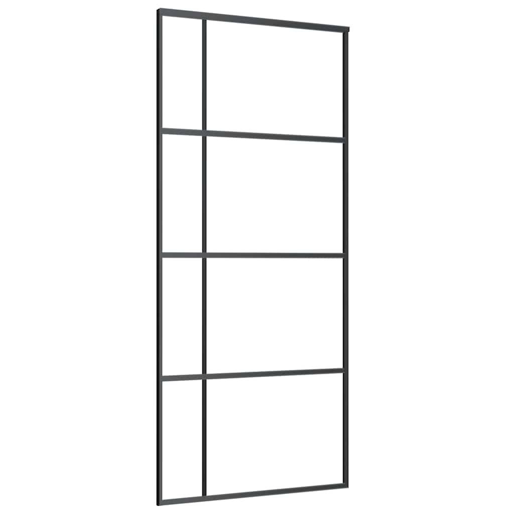 vidaXL Schiebetür ESG-Glas und Aluminium 90x205 cm Schwarz
