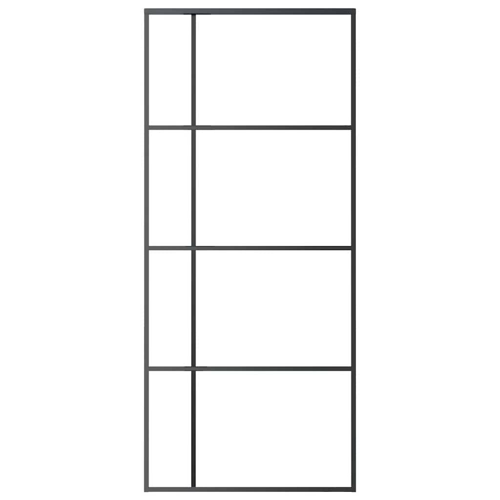 vidaXL Schiebetür ESG-Glas und Aluminium 90x205 cm Schwarz