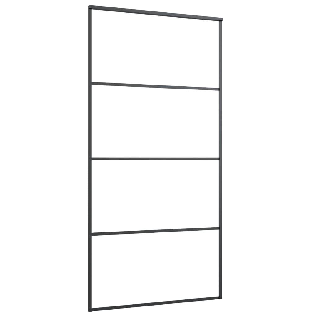 vidaXL Schiebetür ESG Glas und Aluminium mattiert 102,5x205 cm Schwarz
