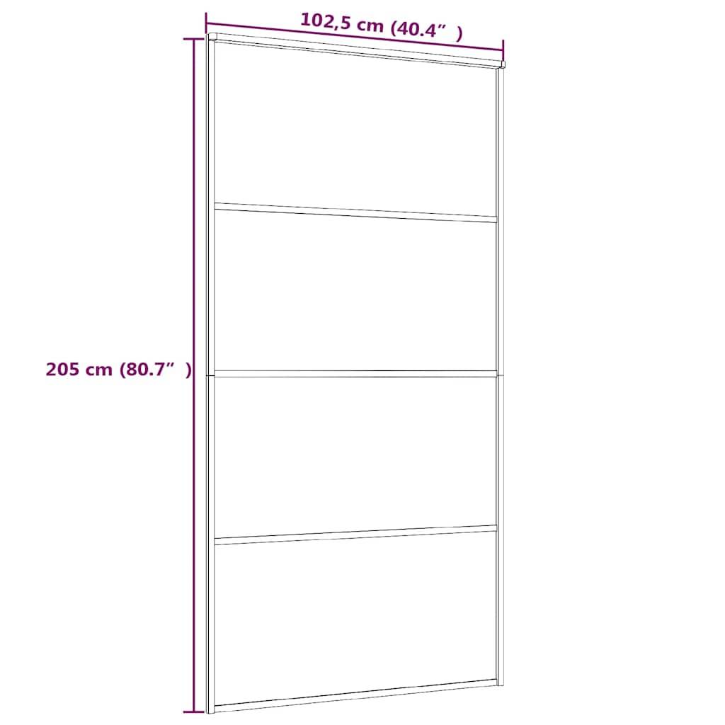 vidaXL Schiebetür ESG Glas und Aluminium mattiert 102,5x205 cm Schwarz