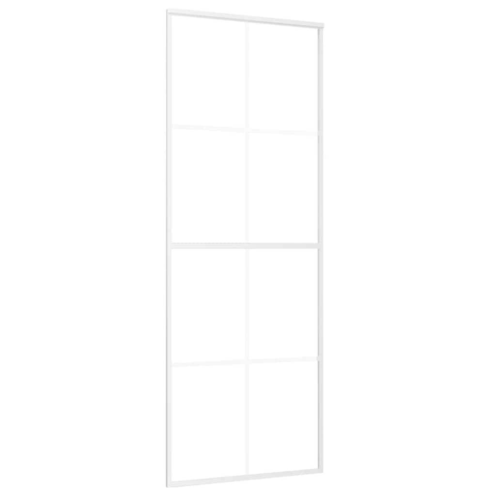 vidaXL Schiebetür ESG-Mattglas und Aluminium 76x205 cm Weiß