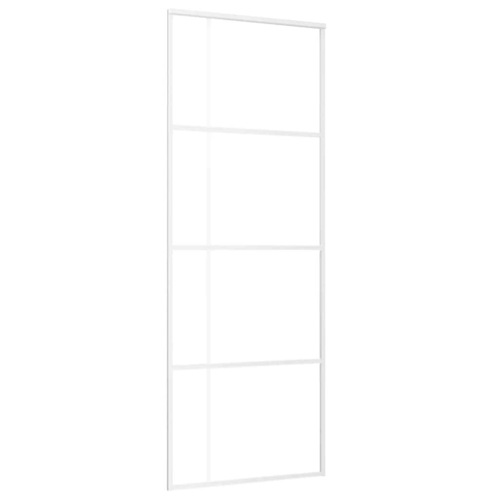 vidaXL Schiebetür ESG-Mattglas und Aluminium 76x205 cm Weiß