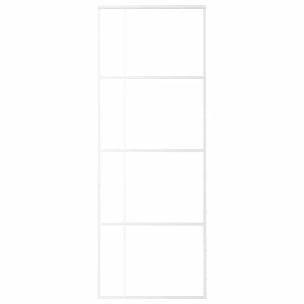 vidaXL Schiebetür ESG-Mattglas und Aluminium 76x205 cm Weiß