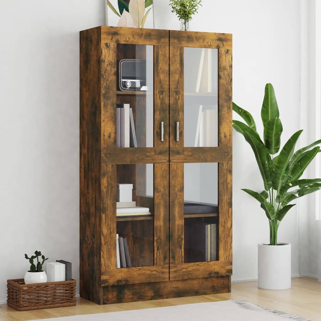 vidaXL Vitrinenschrank Räuchereiche 82,5x30,5x150 cm Holzwerkstoff