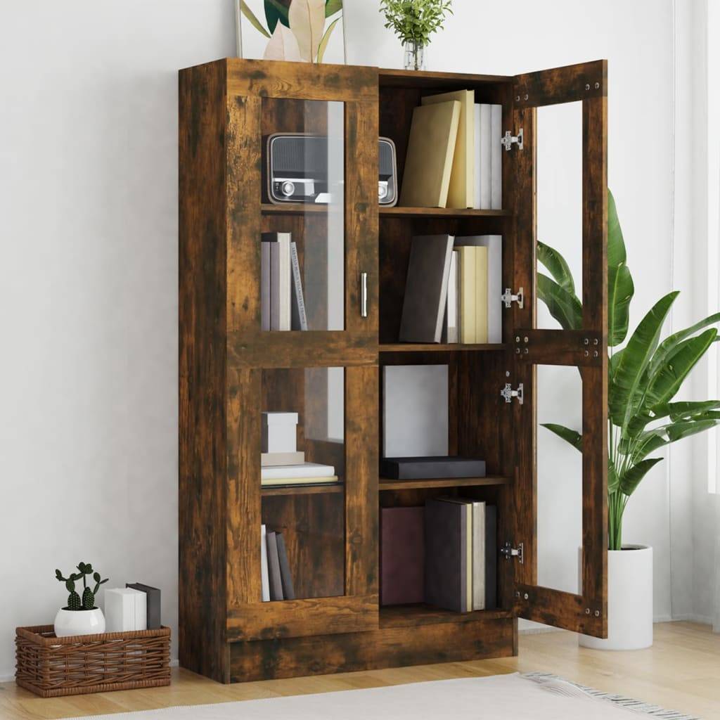 vidaXL Vitrinenschrank Räuchereiche 82,5x30,5x150 cm Holzwerkstoff