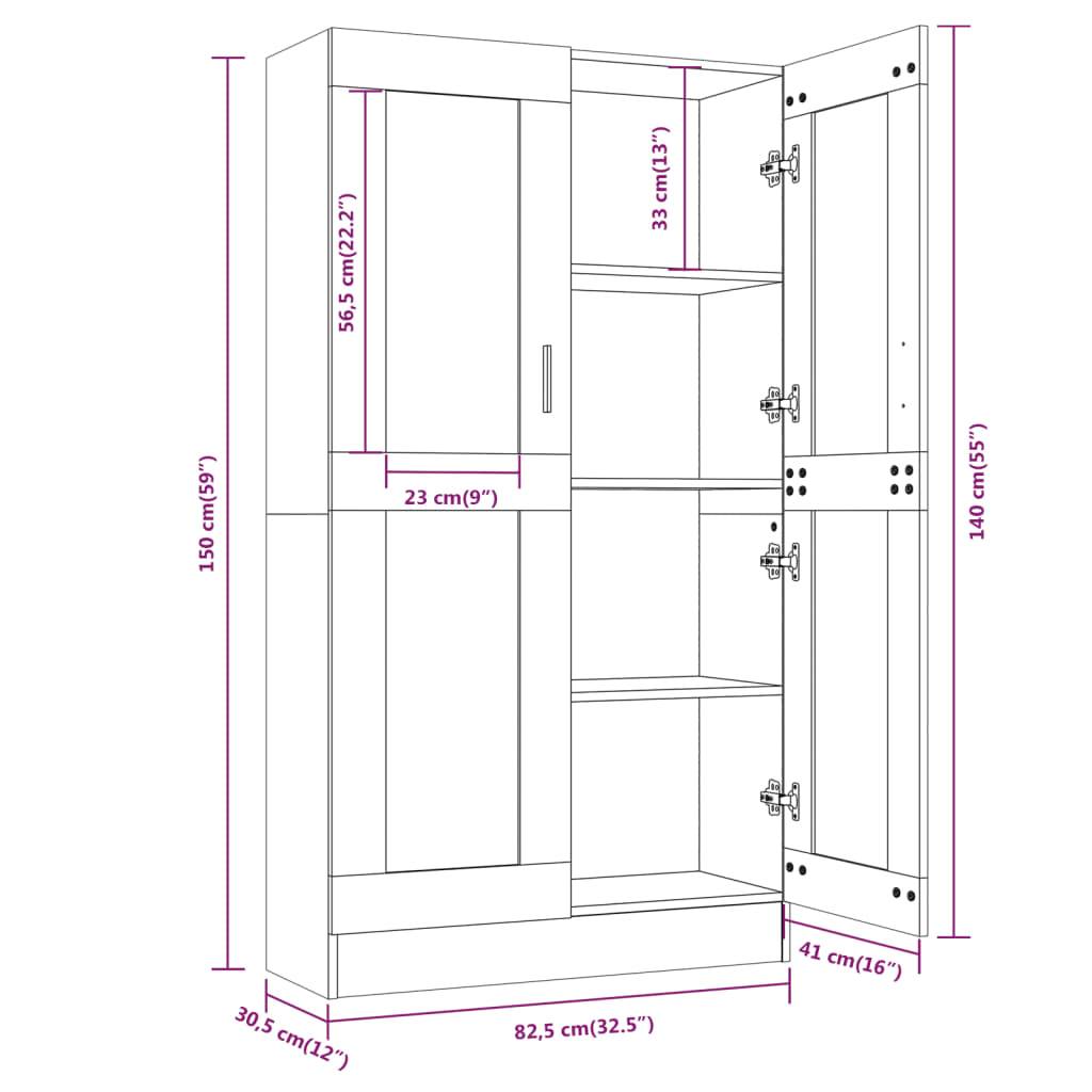 vidaXL Vitrinenschrank Räuchereiche 82,5x30,5x150 cm Holzwerkstoff