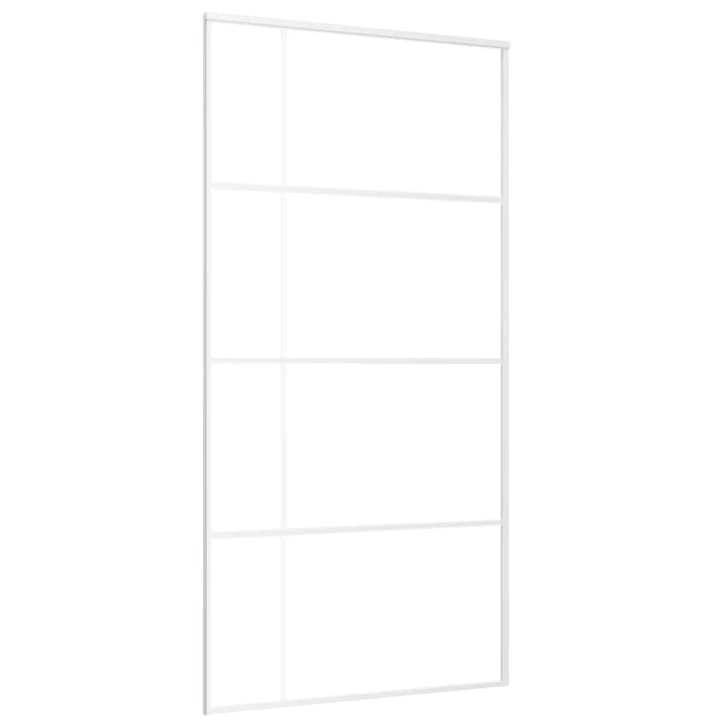 vidaXL Schiebetür ESG Glas und Aluminium mattiert 102,5x205 cm Weiß