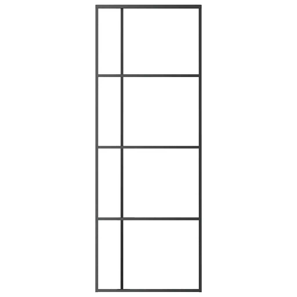 vidaXL Schiebetür ESG-Glas und Aluminium 76x205 cm Schwarz