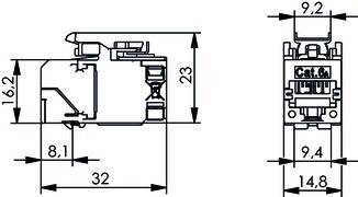 Modular-Buchse Cat6A RJ45 Schirm rnd geschirmt f.Litzenleiter f.Massivleiter
