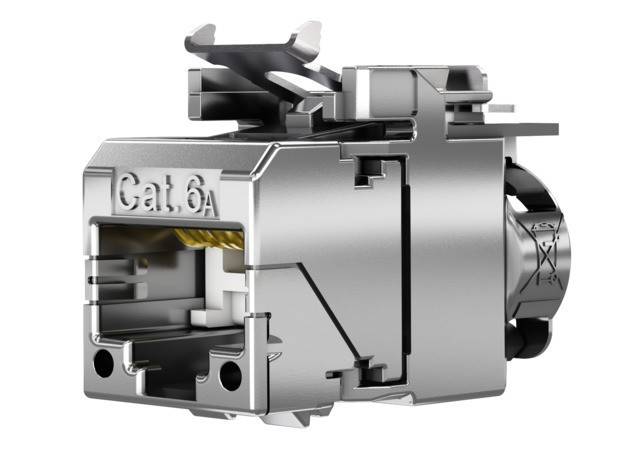 Modular-Buchse Cat6A RJ45 Schirm rnd geschirmt f.Litzenleiter f.Massivleiter