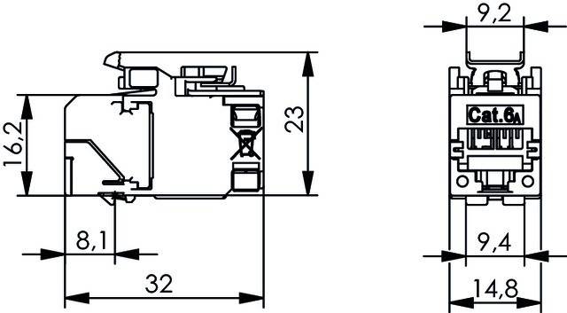 Modular-Buchse Cat6A RJ45 Schirm rnd geschirmt f.Litzenleiter f.Massivleiter