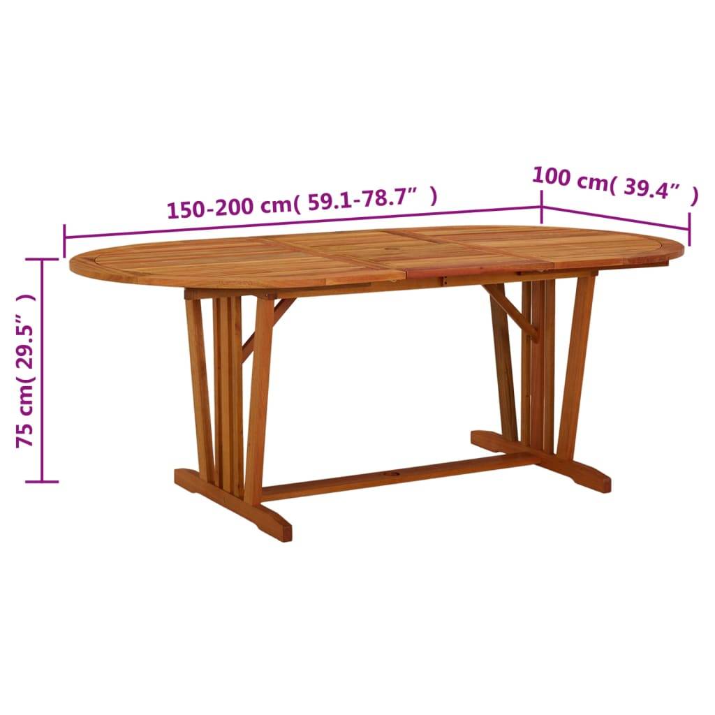 vidaXL Gartentisch 200x100x75 cm Massivholz Eukalyptus