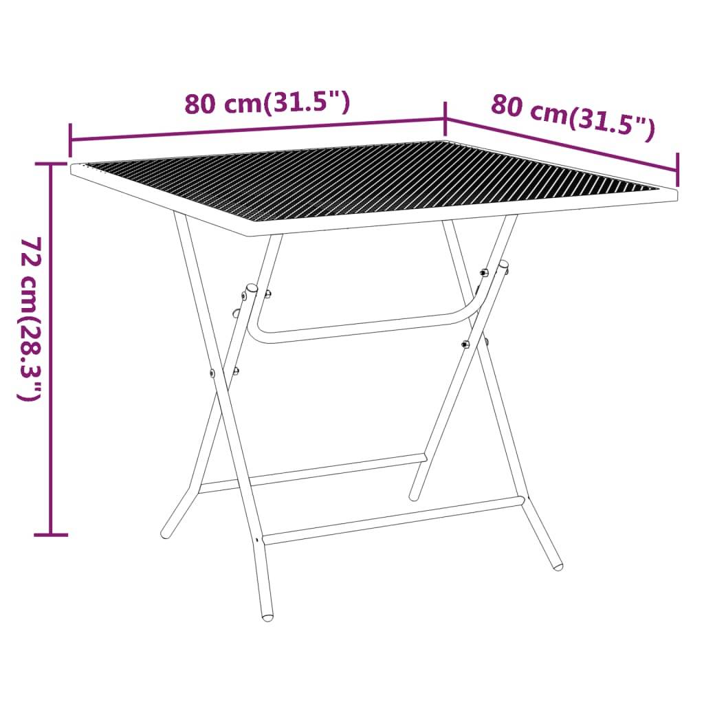 vidaXL Gartentisch 80x80x72 cm Streckmetall Anthrazit