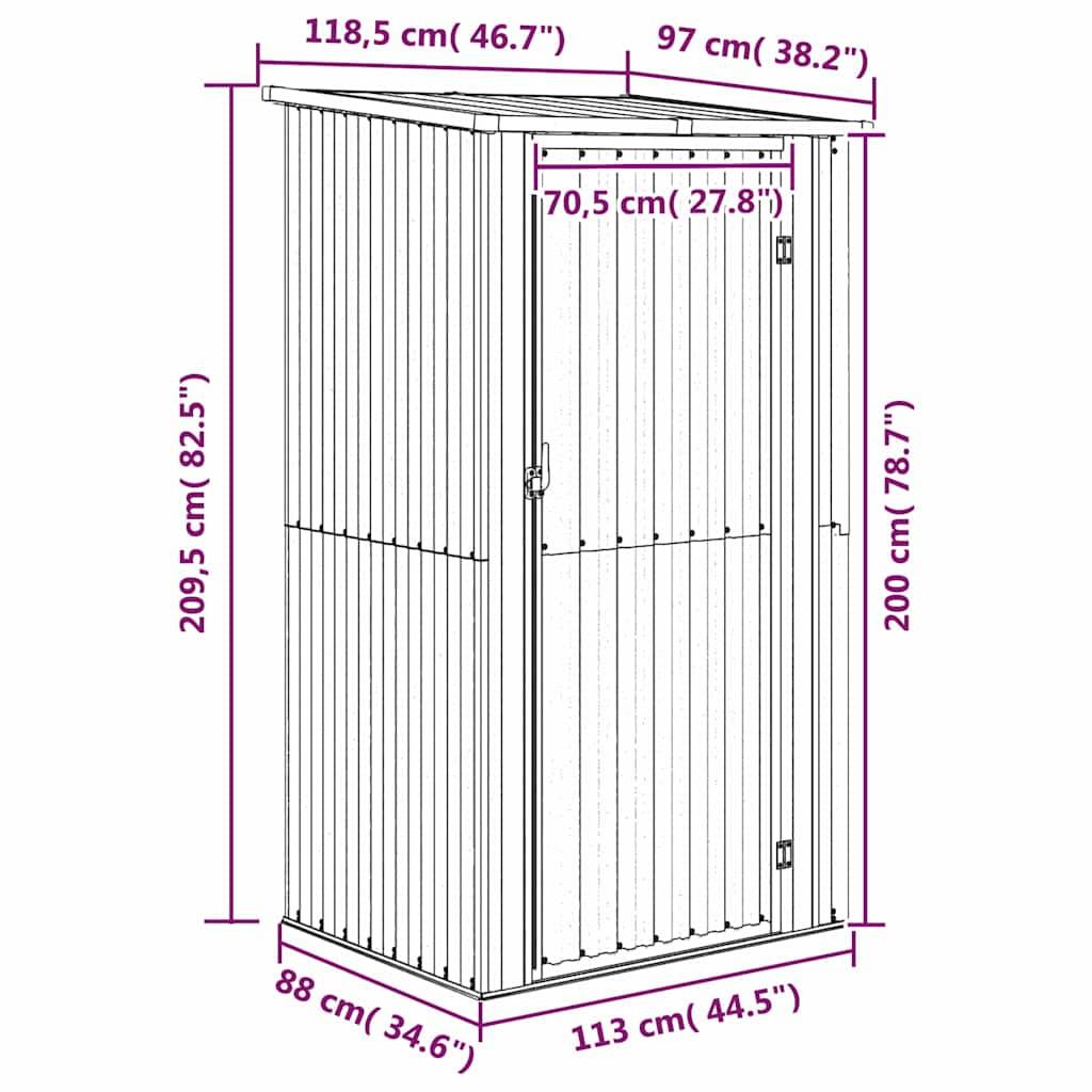vidaXL Geräteschuppen Grün 118,5x97x209,5 cm Verzinkter Stahl