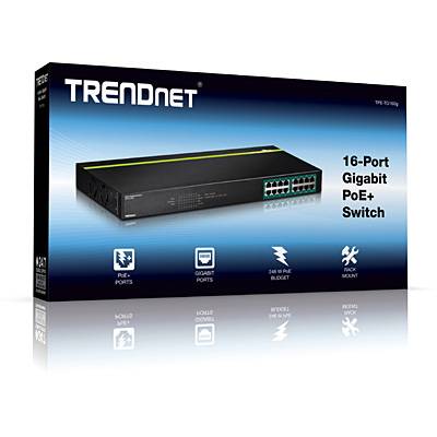 TRENDnet TPE TG160G - Switch - 16 x 10/100/1000 (PoE+) - an Rack montierbar - Po