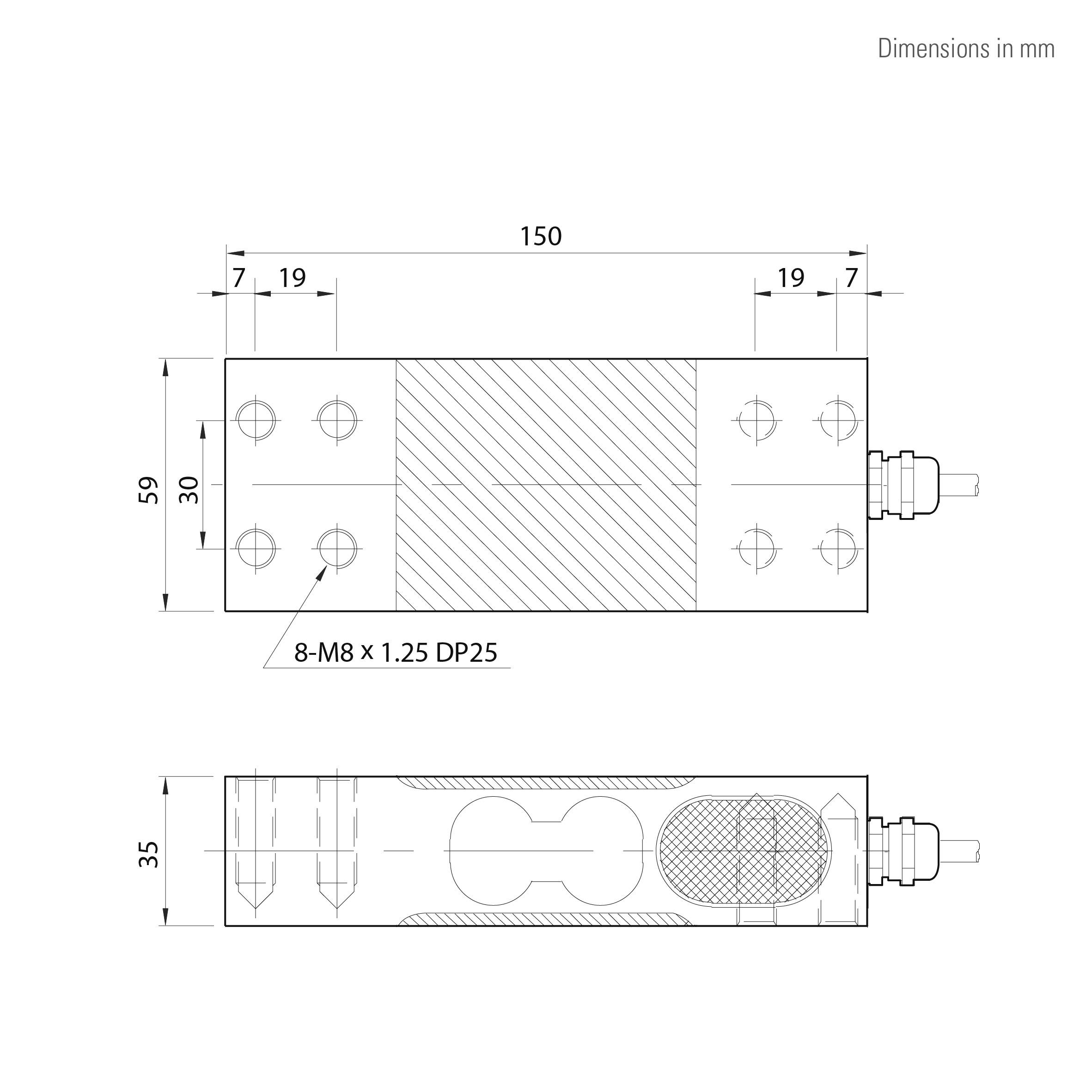 CAS BCS-250PBW, Singlepoint Wägezelle, 250kg (max), 150x59x35mm, 15V (max)