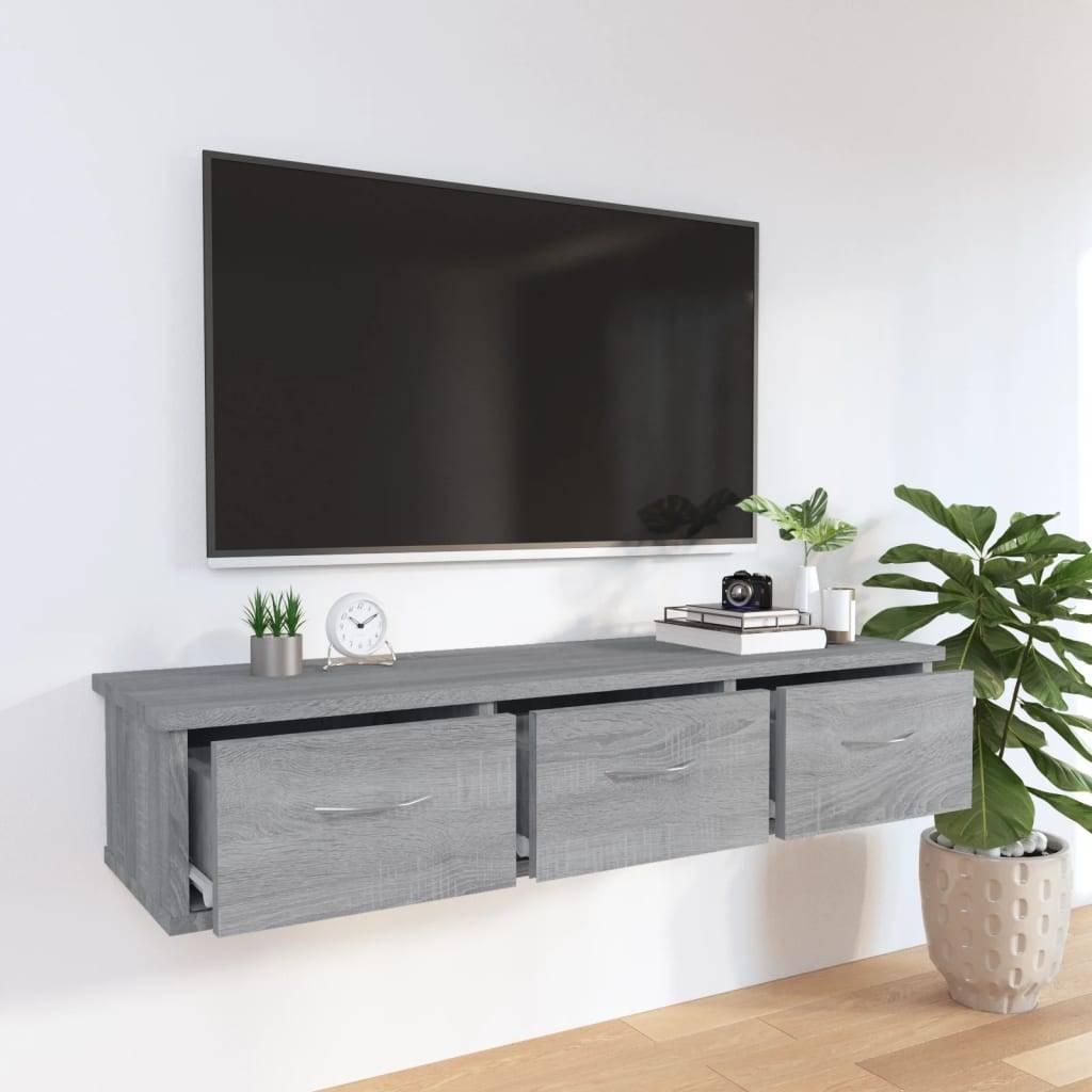 vidaXL Wandschrank Grau Sonoma 88x26x18,5 cm Holzwerkstoff