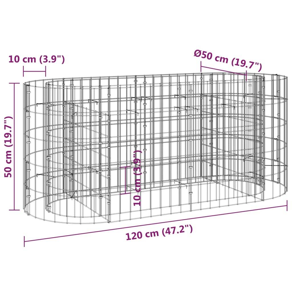 vidaXL Gabionen-Hochbeet Verzinktes Eisen 120x50x50 cm