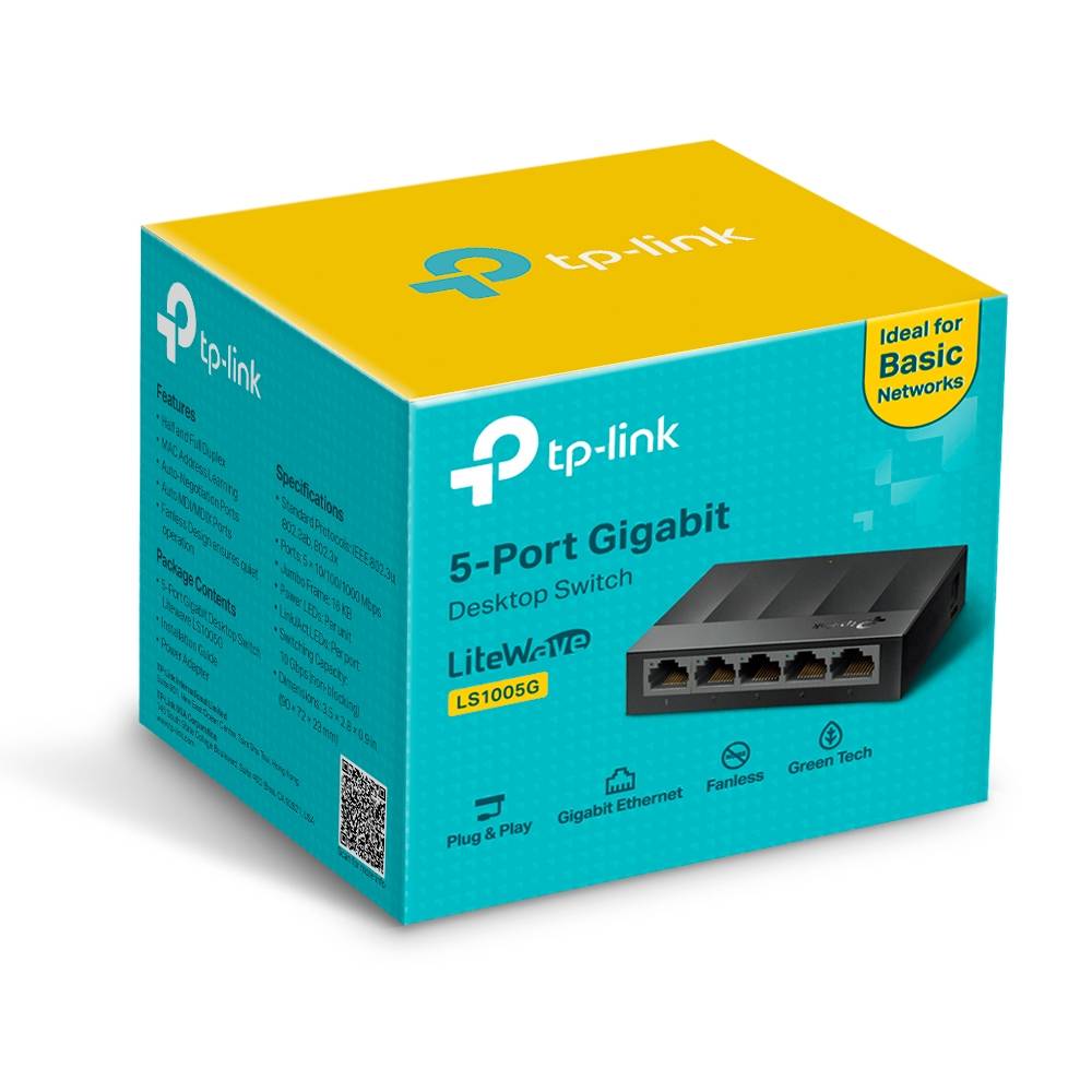TP-LINK LiteWave LS1005G Netzwerk Switch 5 Port 10 / 100 / 1000 MBit/s